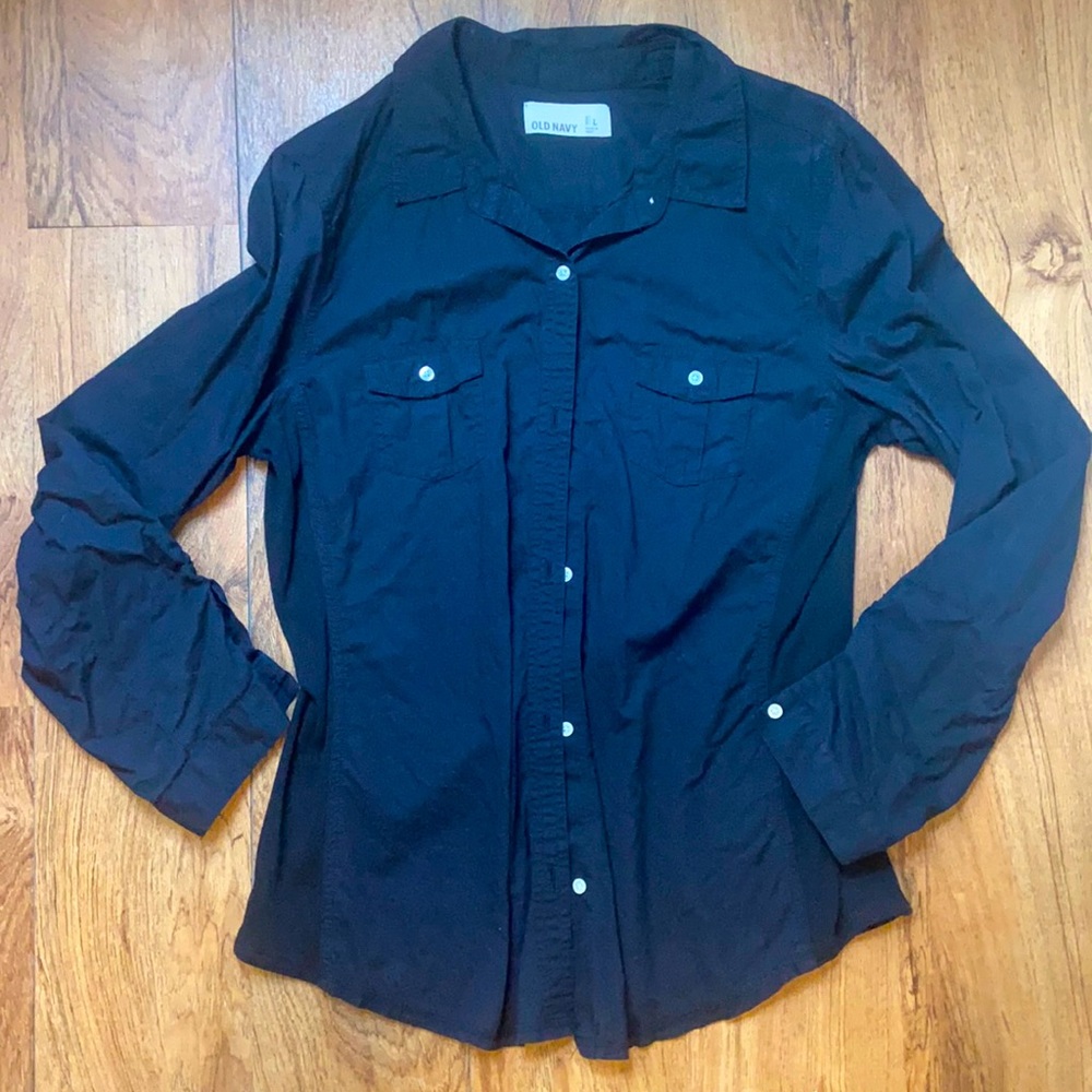 Black Rustic Button up Cowgirl Shirt, Size L